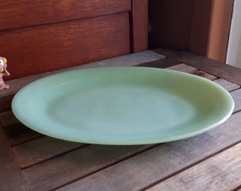 Vintage Fire King Jadeite Jane Ray Serving Plate Oval Platter / Assiette de service ovale Fire King Jadeite