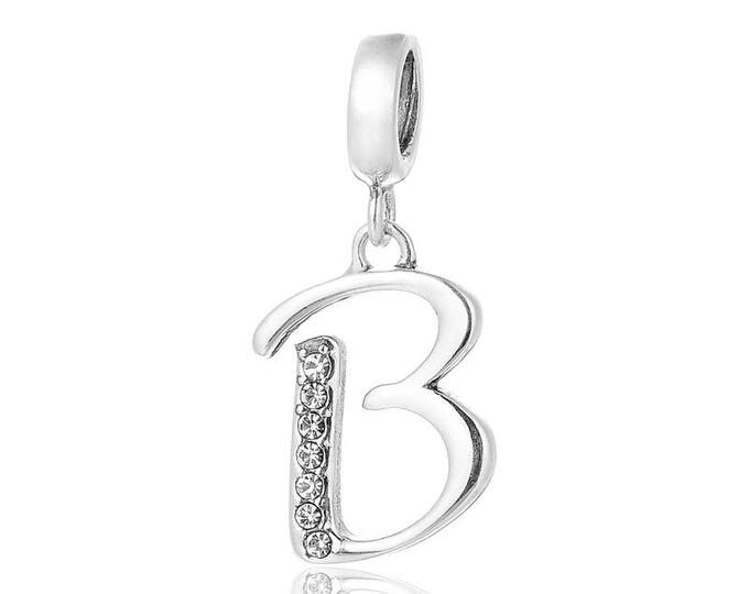 Letter B Initial Pendant Charm - 925 Sterling Silver - Personalised Gift - Gift Packaging available - Birthday Gift - Christening Gift