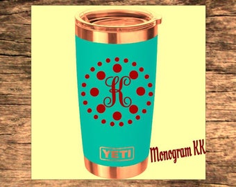 Yeti Tumbler Decal, Circle Dot Monogram, Yeti Decal, Yeti Rambler Decal, RTIC Decal, Monogram Yeti Decal, Yeti Cup Decal, Personalized Decal