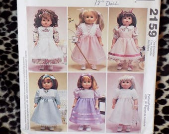 McCall's Crafts 2159 Gotz Time to Dream 18 inch Doll Clothes Pattern 6 Style Dresses Party Pinafore Wedding Dress Veil wardrobe uncut