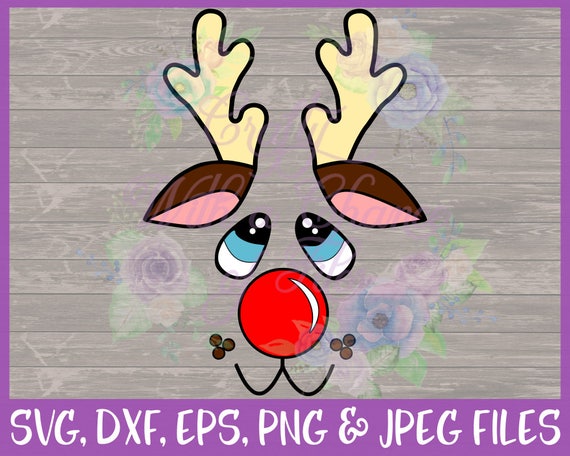 Reindeer Face SVG Christmas SVG Ornament SVG Red Nosed