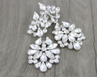 Crystal Bridal Earrings, Swarovski earrings, Bridal jewelry, Chandelier earrings, Statement earrings, Large earrings, Clear crystal earrings