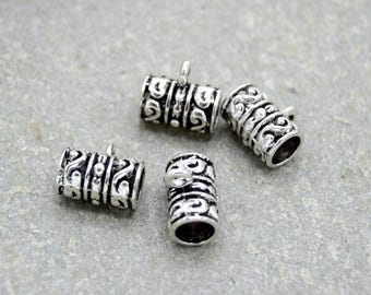 Bélières pour Européen Bracelet en Alliage de Zinc Forme Colonne Argent vieilli Fleurs, 13mm x 12mm lot de 10/20/40 unités