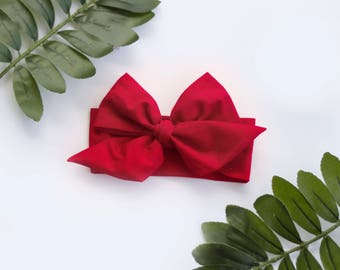 True Red Head Wrap, Little girl head wrap, baby head wrap, Red hair bow : Evamour Head Wrap