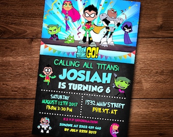 Teen Titans Go Invitation Card, For Kids, Cartoon, Invite Card, Teen Titans Go