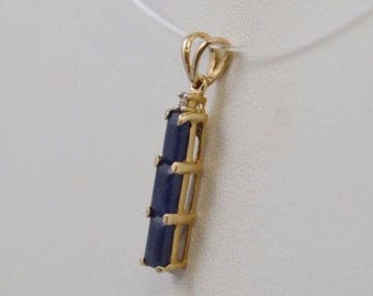 10k Yellow Gold Sapphire Drop/dangle Pendant/charm(00311)