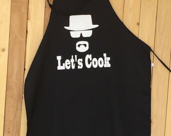 New colors added! Let's Cook apron. Breaking bad Apron. Grilling. Funny apron. Cooking. Grilling. BBQ. Outdoor grilling. Walter White. Mr. W