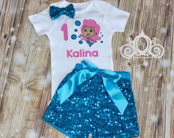 Bubble Guppies Molly Birthday Onesie Set Personalized w Name & Number