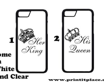 King and queen his and hers couples phone case samsung / iphone