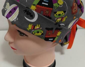 Halloween ponytail scrub hat