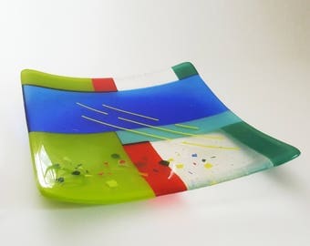 Fused Art Glass Plate 8" x 8"