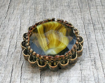 Gifts|for|mom gift idea|for|her Flower Brooch Vintage brooch Antique brooch Costume brooch 1960s' brooch pin Elegant brooch Bronze brooch