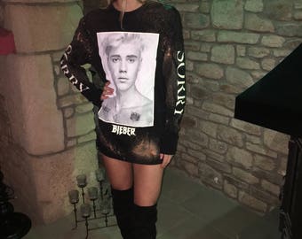 Reworked Justin Bieber T-Shirt / T-Shirt Dress
