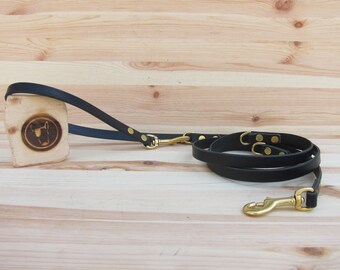 Sport Style Midnight Black Leather Leash