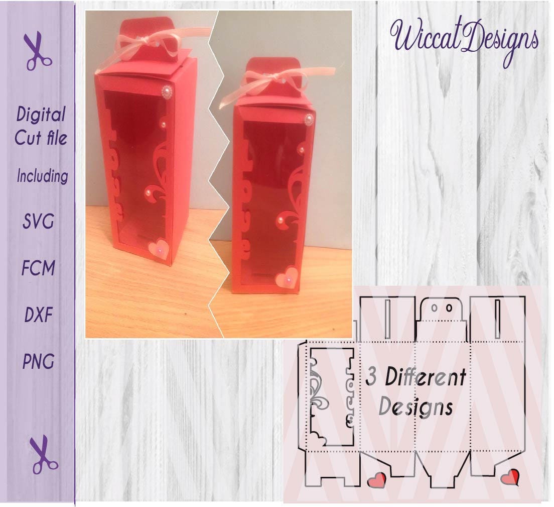 Wine Gift Box Svg Wine Box Svg Valentine Gift Box Wine Glass Svg Papercraft Paper Template Wine Glass Gift Box Template