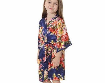 1-Floral Flower Girl Robe-Robes for Flower Girl-Age 5 to Age 12