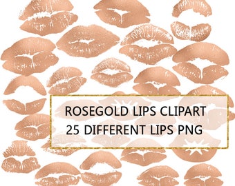 Lips Clip art, Lips Clipart, Lipsense, Kisses, Kissing Lips PNG, Rose Gold Lips, 25 Lips Graphics, Commercial Use, Transparent Background