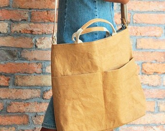 laptop Bag - Tote bag, like leather shoulder bag, everyday classic tote, shoulder bag,washable paper bag, gym bag, eco friendly vegan bag