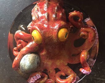 Lord of the Tide Pool: Octopus in pool of resin fantasy sculpture