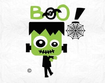 frankenstein boo monster SVG Clipart Cut Files Silhouette Cameo Svg for Cricut and Vinyl File cutting Digital cuts file DXF Png Pdf Eps