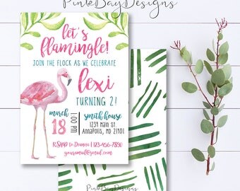 Let's Flamingle Invitation, Flamingo Invitation, Flamingo Birthday Invite, Flamingo Birthday, Summer Birthday Invitation, Party Invitation