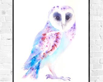 Original owl painting-painting-art-owl owls OWL illustration-animal painting-owllovers-nursery art-watercolor art-zen-brusho wallart