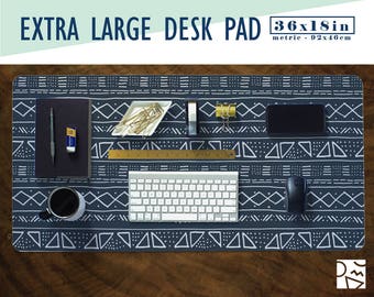 Mud Cloth Inspired Desk Pad - Choose Your Base Color! 36x18" - Extra Large Mouse Pad - Mouse Mat - Extended Mouse Pad - Desk Accessory