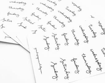 Mini handwritten days of the week stickers - bullet journal stickers, bujo stickers, planner stickers, sticker sheet