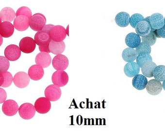 10 eight beads, jewelry beads, 10 mm, blue turquoise, fuchsia