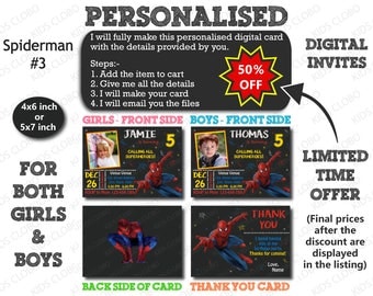 Spiderman Invitation, Spiderman Birthday Invite, Spiderman Birthday Invitation, Spiderman Birthday Party Invite, Spider Invite, Spider Party