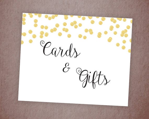 Cards and Gifts Sign Printable Wedding Decorations Gold