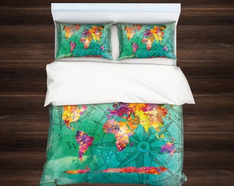 World Map Bedding