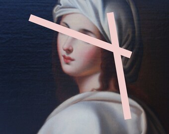 old master painting original study + Renaissance femme fatale + female portrait + classical artist + modern art painting + 17th century art