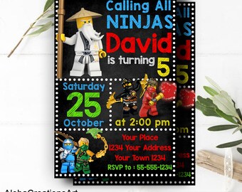 INSTANT DOWNLOAD - Ninjago Invitation, Ninjago Party Supplies, Ninjago Birthday, Lego Ninjago, Ninjago Invite, Ninjago Party, Ninjago Card