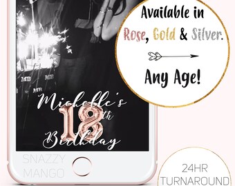 Birthday Snapchat Geofilter, Rose Gold Birthday Geofilter, Birthday Snapchat Filter, Balloon Birthday Geofilter, Birthday Party Geofilter.