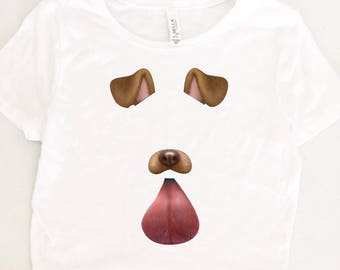 Snapchat Dog Filter Shirt, Snapchat Crop Top, Cute Filter Shirt, Tumblr, Teens, Women, Snapchat