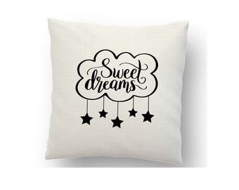 Sweet Dreams cushion cover, printed using sublimation ink and a heat press