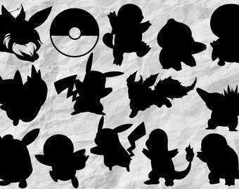 14 Pokemon Silhouettes | Pokemon SVG cut file | Cliparts | Cut files | vectors | printable | prints | vinyl design | wall print | digital