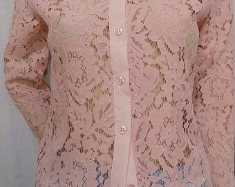 Pink lace long sleeve shirt