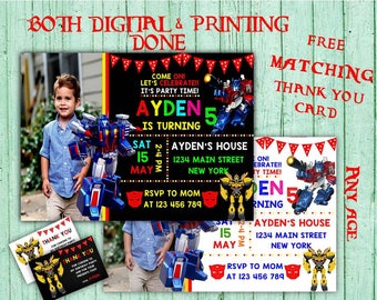 Transformers Birthday Invitations Transformer Photo Birthday Party Transformer Kids Birthday Printable Invitations Transformer Birthday Card