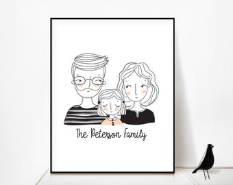 Custom Family Portrait/Family Portrait Custom/Family Portrait/Custom Portrait/Family Portrait illustration/Personalized Art