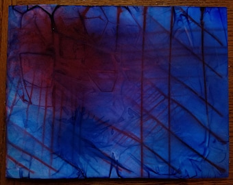 PAINTING: Blue and Red Abstract