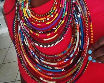 Multi strand shwe shwe African necklace
