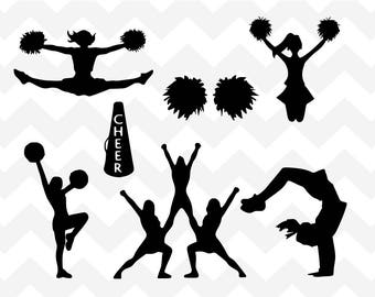 Download Cheerleader Silhouettes // Cheer Silhouette // Cheering