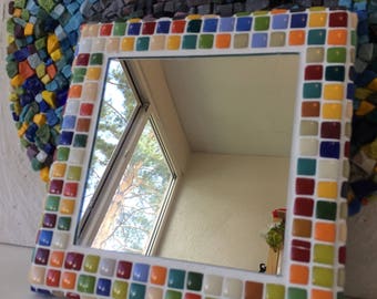 Mosaic mirror mosaic wall mirror,table mirror,stained glass mirror gift, handmade mosaic table mirror, gift for girlfriend, gift for mother