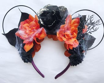 Halloween Mickey Ears, Minnie Ears, Fall Mickey Ears, Floral Mickey Ears