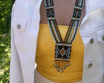 Handcrafted Beaded Necklace- Glass Beaded Necklace-Multi Colored Glass Necklace