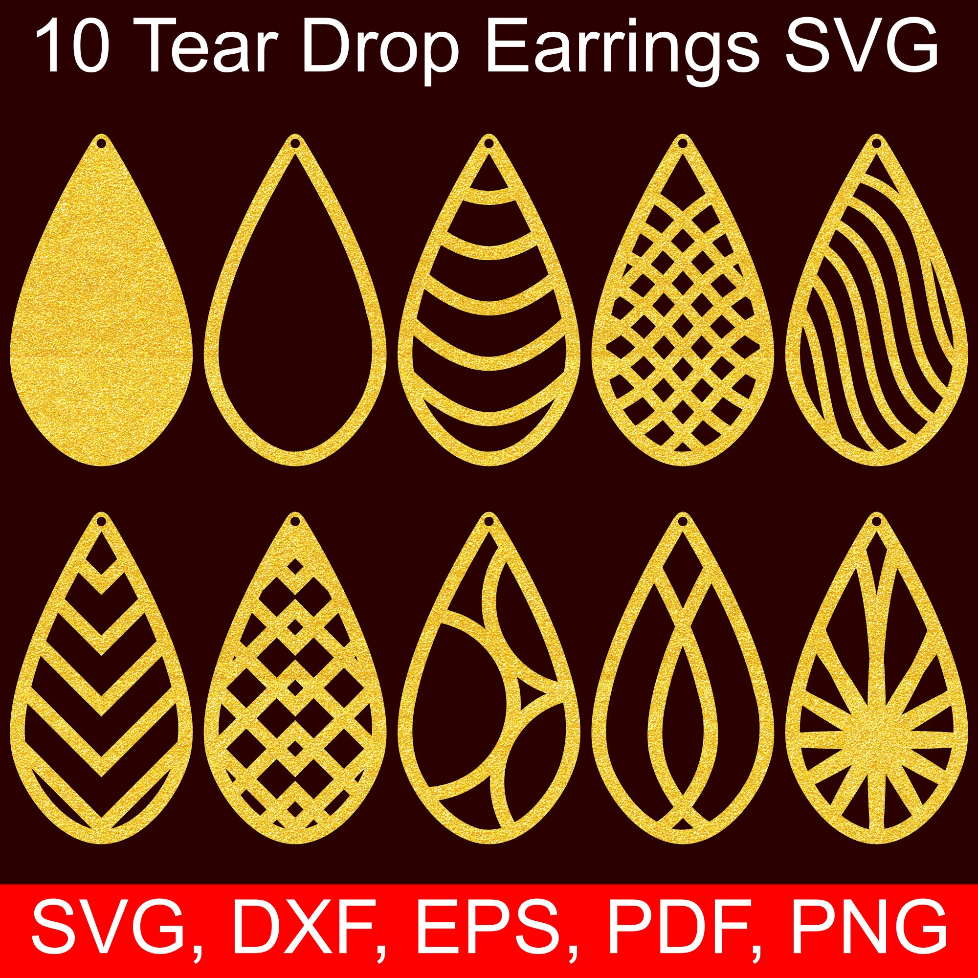 10 Tear Drop Earrings SVG Files, Tear Drop SVG Cut files ...