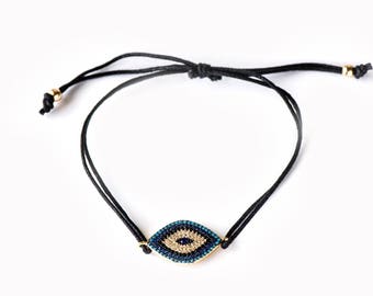 Evil Eye Mediterranean Cotton Cord Bracelet
