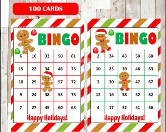 Christmas Bingo Cards Prefilled Christmas Clip